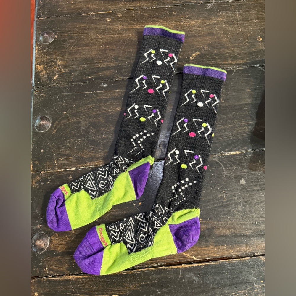 Patterned Black Wool Tall Socks - image 1